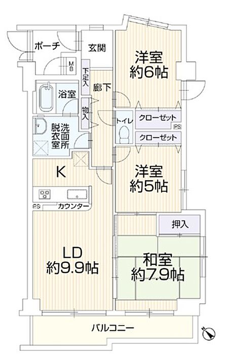 3LDK 間取り