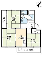 UR都市機構江南団地57棟 3Kの間取図画像