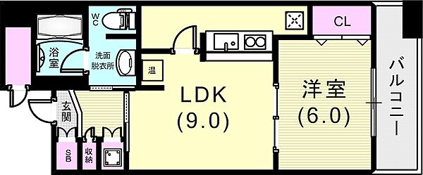 カトルセゾン 301｜兵庫県神戸市中央区二宮町1丁目(賃貸マンション1LDK・3階・36.63㎡)の写真 その3