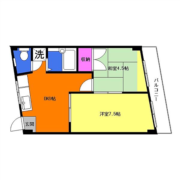 第2サンシャイン 202｜神奈川県厚木市旭町４丁目(賃貸マンション2DK・2階・39.00㎡)の写真 その2