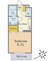 セレネ西船橋 1Kの間取図画像