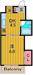 曳舟マンション 1DKの間取図画像