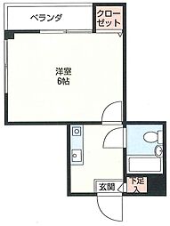 中島マンション 1Kの間取図画像