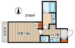 パーシモン清澄 1Kの間取図画像