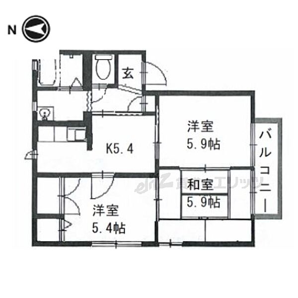 コリーヌ南Ｂ 201｜京都府福知山市東羽合町東羽合(賃貸アパート3K・2階・50.00㎡)の写真 その2