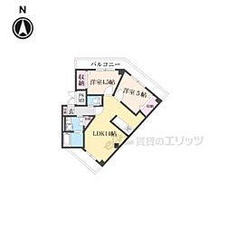 JR山陰本線 馬堀駅 徒歩5分の賃貸マンション 2階2LDKの間取り