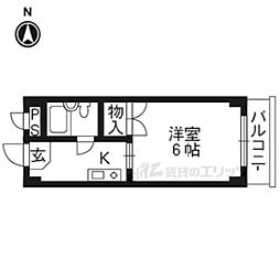 ウィング嵐山 3階1Kの間取り