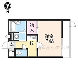 萬代橋 1Kの間取図画像
