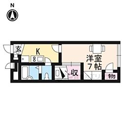 レオパレスよほろ 2階1Kの間取り