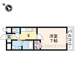 Ｒｉｖｅｒｓｉｄｅ昶 2階1Kの間取り