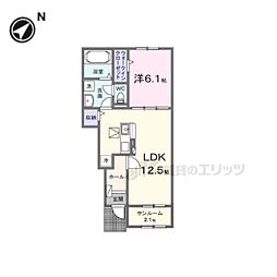 モルゲン・チェーロ 1LDKの間取図画像