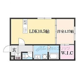 グラシエ土師　ノース 205 2階1LDKの間取り