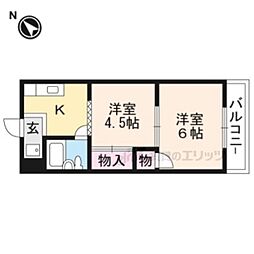 JR山陰本線 園部駅 徒歩11分の賃貸マンション 3階2Kの間取り
