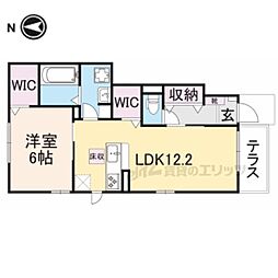 JR山陰本線 千代川駅 徒歩14分の賃貸アパート 1階1LDKの間取り