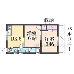 サニーハイツ 2DKの間取図画像