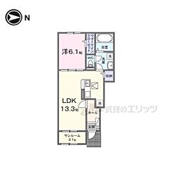 カレント綾部 1LDKの間取図画像