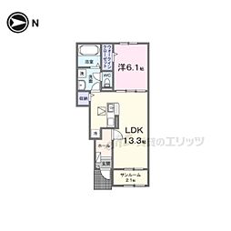 カレント綾部 1LDKの間取図画像
