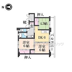 ビレッジハウス石生1棟 3DKの間取図画像