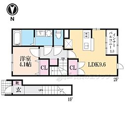 仮称)土師新築アパート 1Kの間取図画像