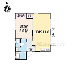 マンションブルーバードB棟 1LDKの間取図画像