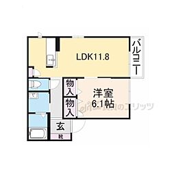 コーラル篠C 1LDKの間取図画像