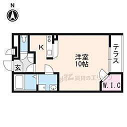 レオネクスト篠山おかのB 1Kの間取図画像