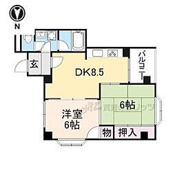 舞鶴マナイグランドマンション 2DKの間取図画像
