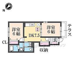 サンライズ 2LDKの間取図画像