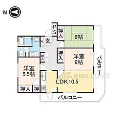 メゾンアール2 3LDKの間取図画像