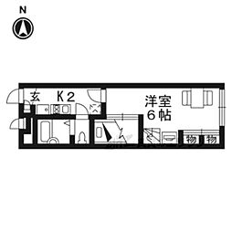 レオパレススペーシア2 1Kの間取図画像