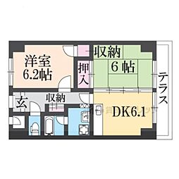ビラデステ伊佐津 2DKの間取図画像