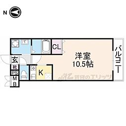ラピス 1Kの間取図画像