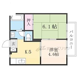 サニーハイツサチC 2Kの間取図画像