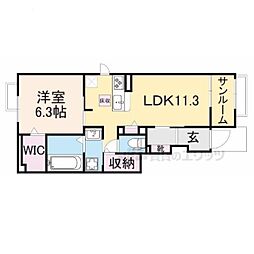 フロンティア長田1 1LDKの間取図画像