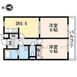 クラフィーB 2DKの間取図画像