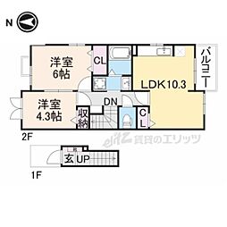 ジュネス2 2LDKの間取図画像