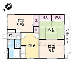 マンションスカイ新庄2 3DKの間取図画像