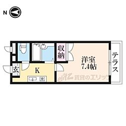 ハッピートゥルー 1Kの間取図画像