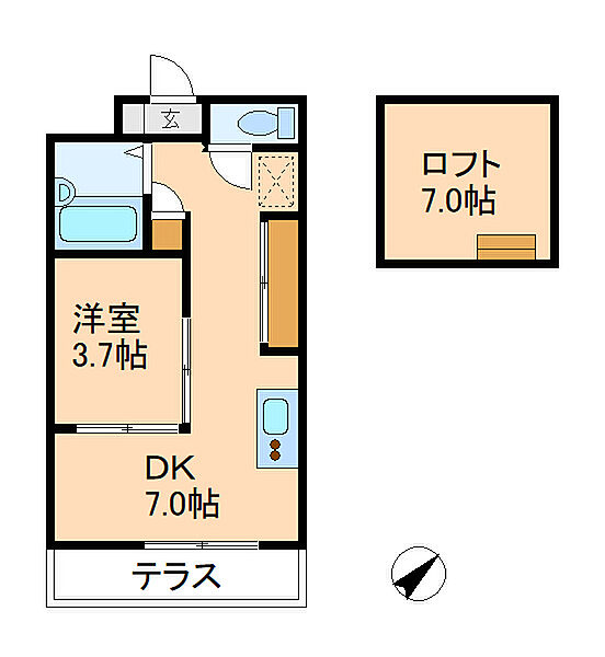 ジュネパレス110 ｜千葉県松戸市古ケ崎(賃貸アパート1DK・1階・24.63㎡)の写真 その2