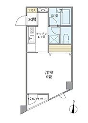 西武池袋線 中村橋駅 徒歩2分の賃貸マンション 2階1Kの間取り