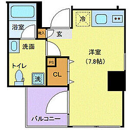 グランヴァンXEBEC板橋 ワンルームの間取図画像