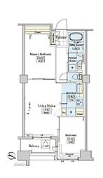 レジディアタワー上池袋タワーサイド 2LDKの間取図画像