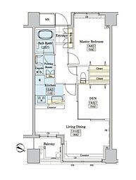 レジディアタワー上池袋タワーサイド 2LDKの間取図画像