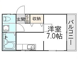 ハイツ秋風 ワンルームの間取図画像