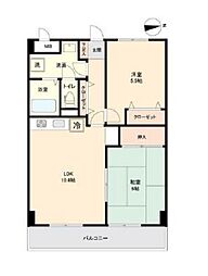 マンション白陽 2LDKの間取図画像