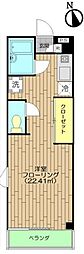 リメインズ中里 1Kの間取図画像