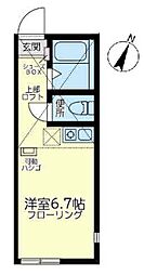 横浜市営地下鉄ブルーライン 三ツ沢下町駅 徒歩8分の賃貸アパート 1階ワンルームの間取り