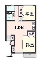 馬事公苑南サンハイツ 2LDKの間取図画像