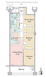 ルフォン世田谷 2SLDKの間取図画像