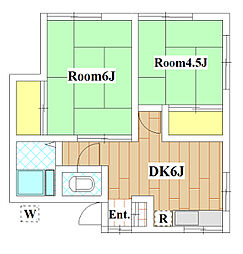 コーポ野毛万 2階2DKの間取り